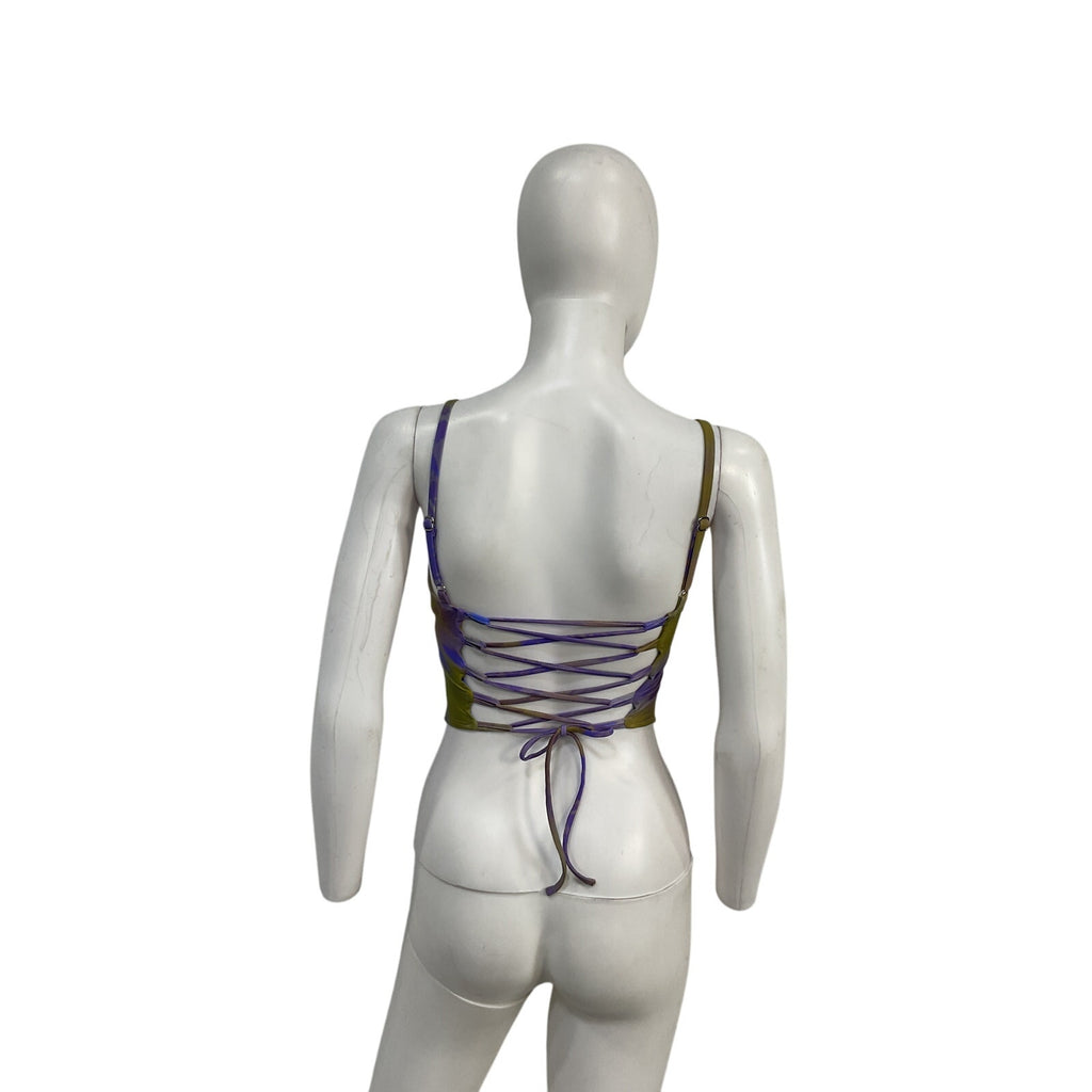 Miaou 'Paloma' Blue Nylon Elsesser V Corset Top Size XS