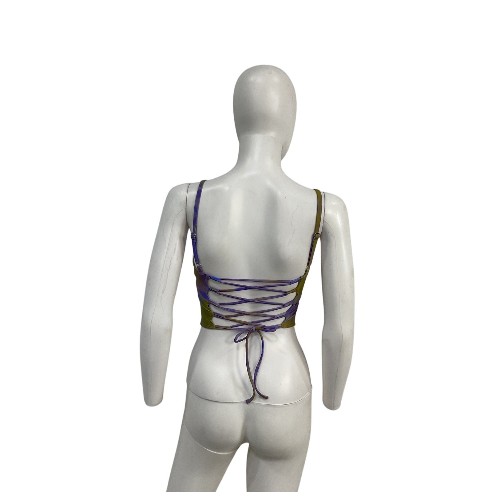 Miaou 'Paloma' Blue Nylon Elsesser V Corset Top Size XS