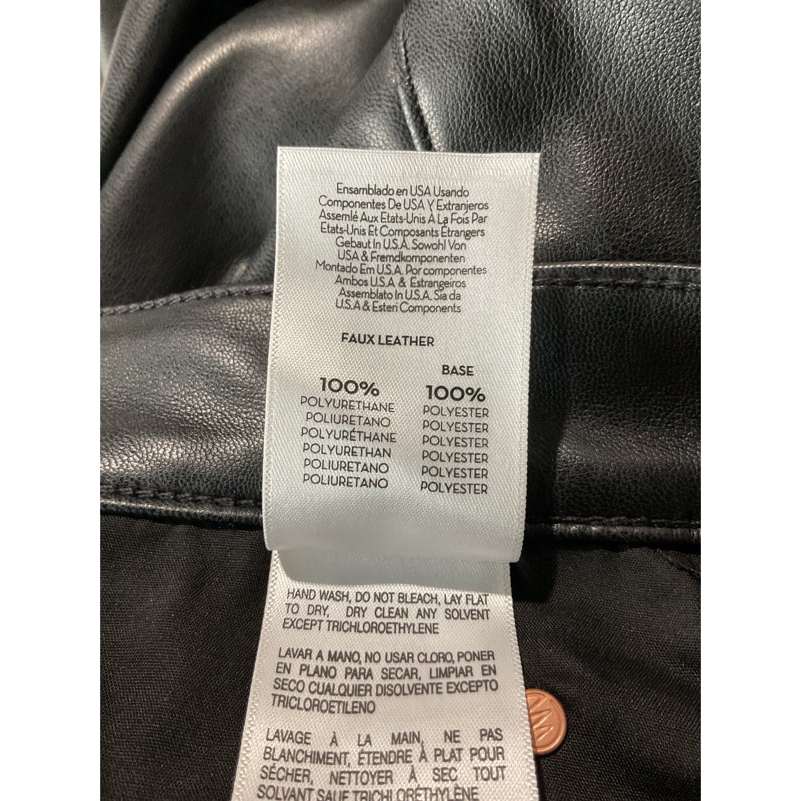 Mother 'The Dazzler' Black Polyurethane Skimp Pant Size 28