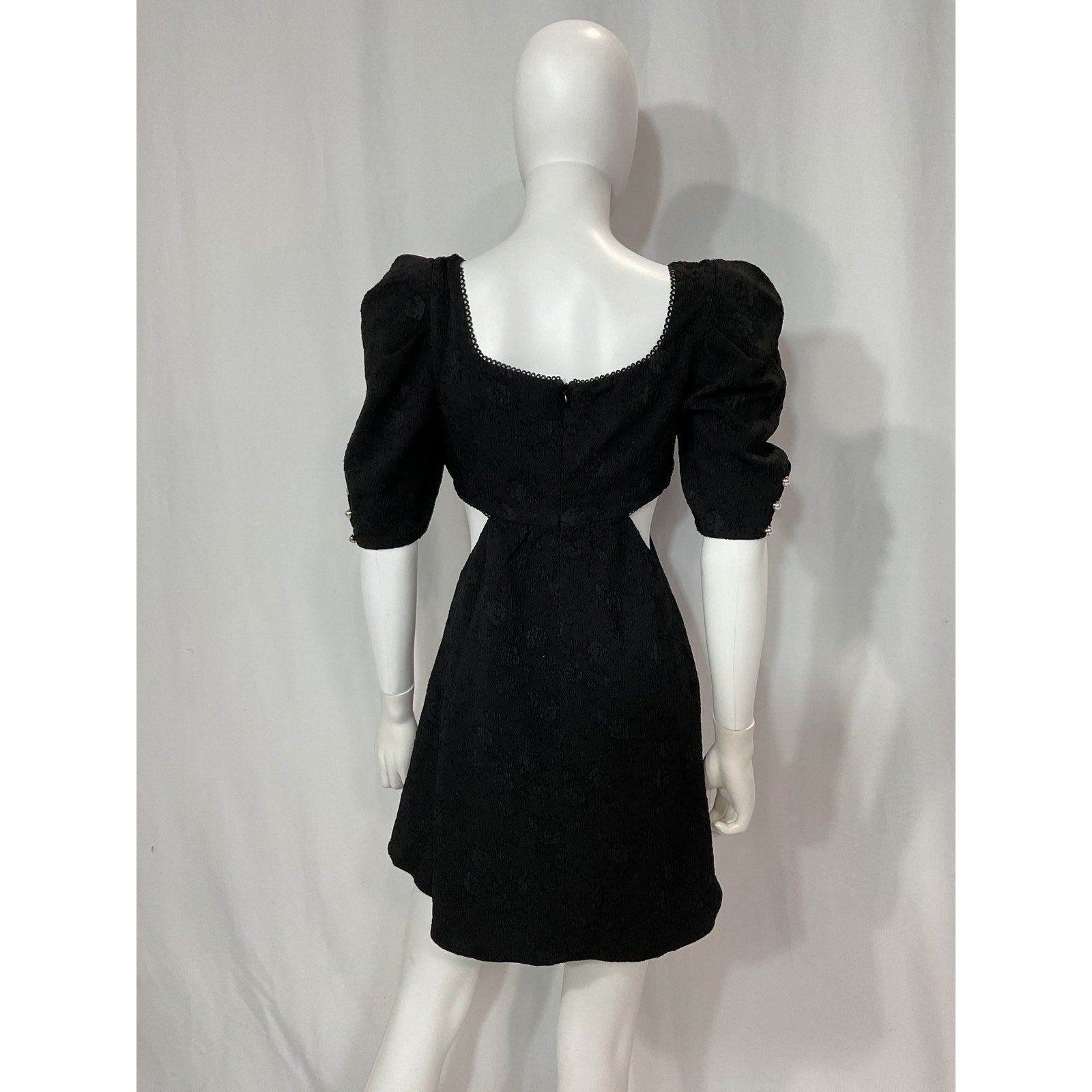Majorelle 'Tillie' Black jacquard Bow Detail Floral Mini Dress Size S