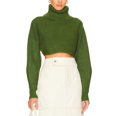L'Academie 'Maven' Green Turtleneck Crop Top / Blouse Size L