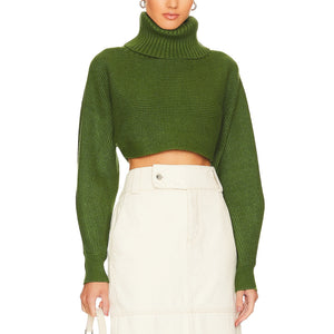 L'Academie 'Maven' Green Turtleneck Crop Top / Blouse Size L