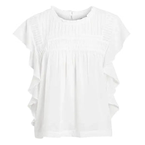 Isabel Marant Ruffled White Pintuck Yoke Blouse Size FR 34 / US 2