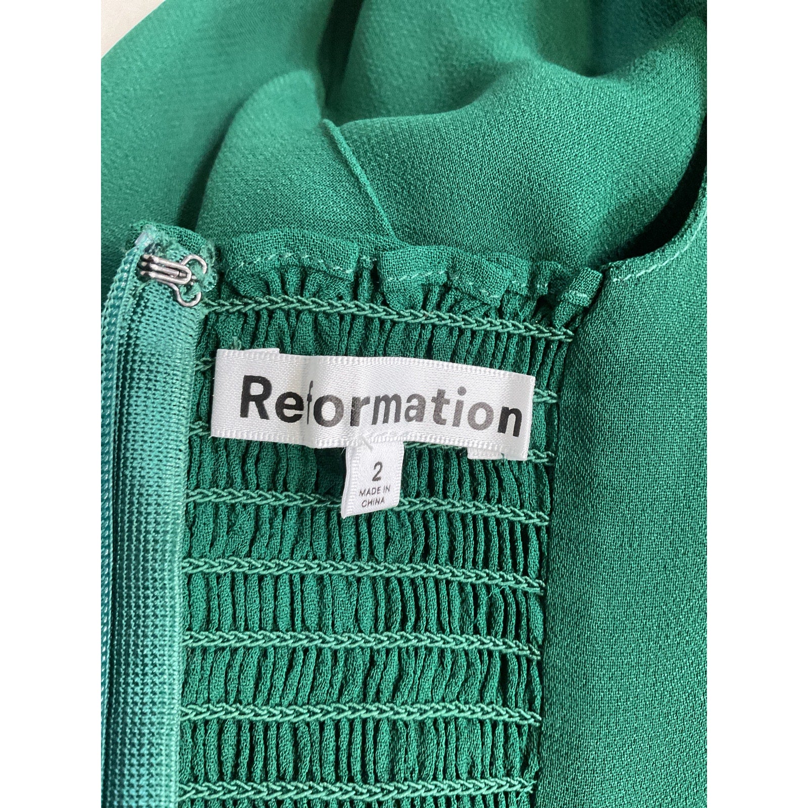 Reformation 'Twilight' Green Tie Shoulder Square Neck Midi Dress Size 2 - NWT
