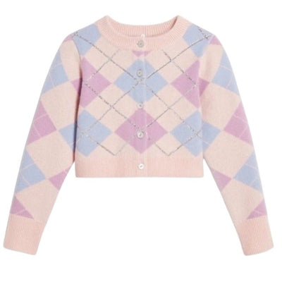 Hill House Home Argyle Pink/Blue Heddy Cardigan Size S
