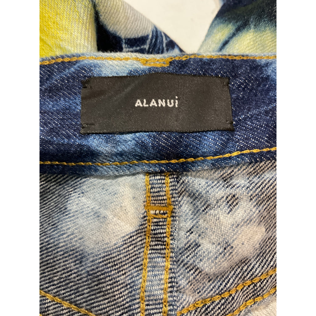 Alanui Moonrise 'Tie-Dyed' Blue High-Rise Wide-Leg Denim Jeans Size 27