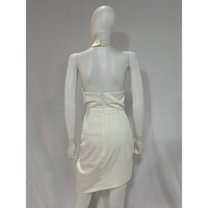 Elliatt 'Camo' White Satin Mockneck Asymmetric Dress Size XS