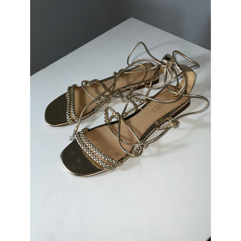 Schutz 'Lunah' Tan Braided Flat Sandals Size 7