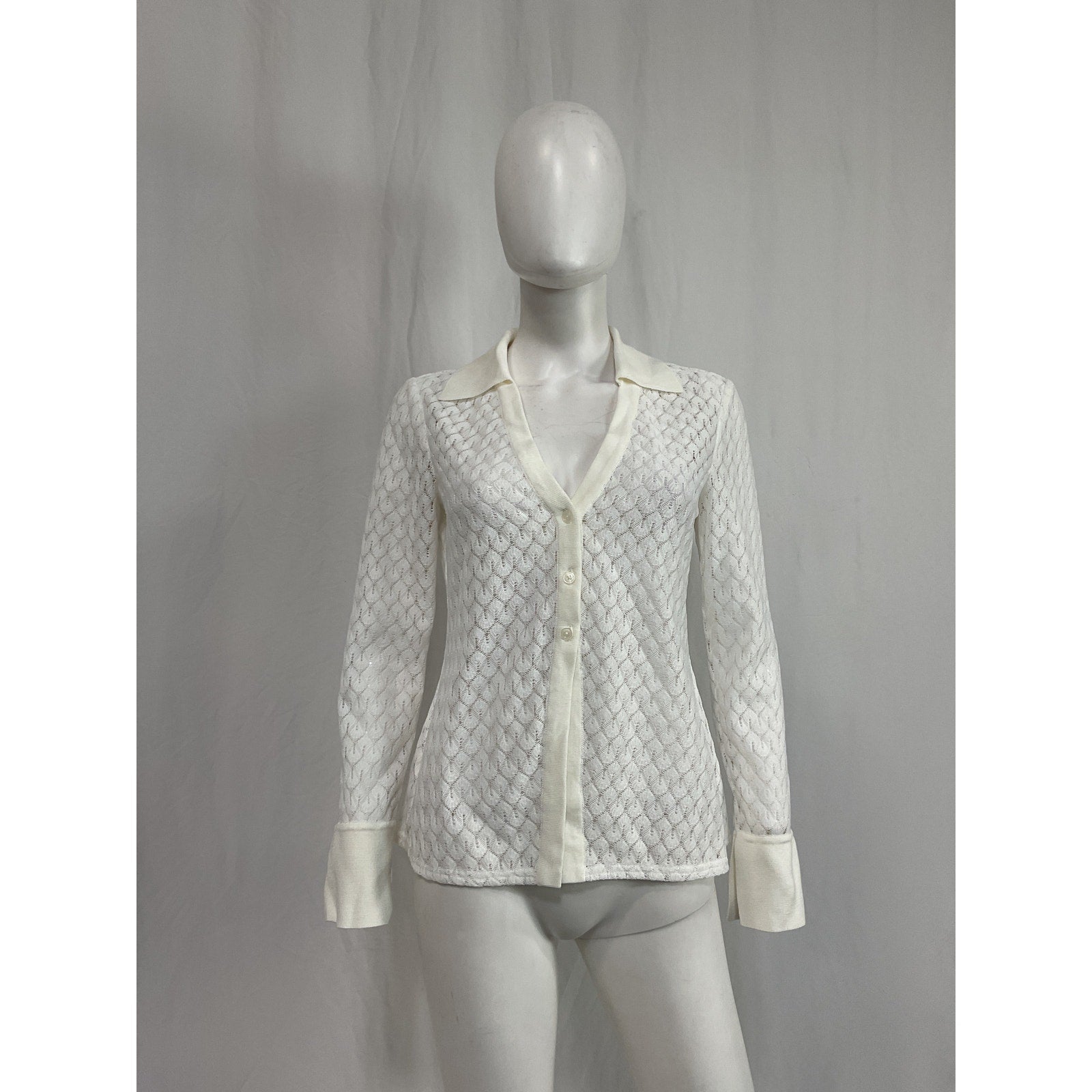 Jonathan Simkhai 'Tyler' White Polyester Crochet Lace Cover Up Collared Cardigan Size XS - NWT