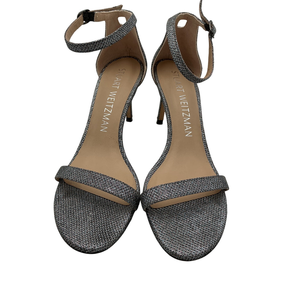 Stuart Weitzman Silver Nunakedstraight Heel Size 9