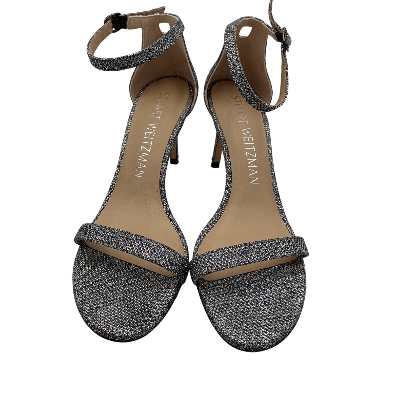 Stuart Weitzman Silver Nunakedstraight Heel Size 9