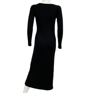 Hatch Sleek Black Longsleeve Rib Midi Dress Size 2