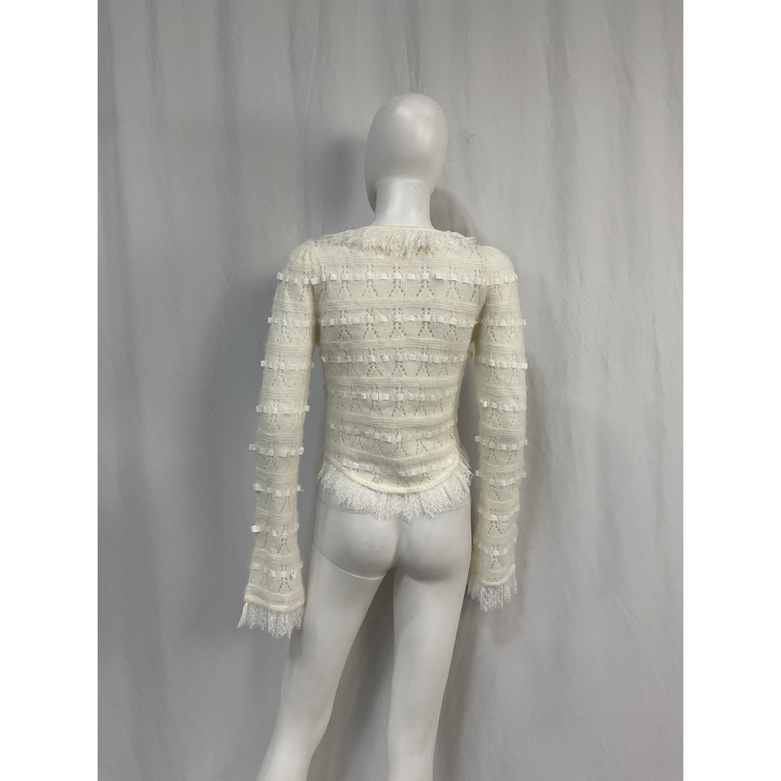 For Love & Lemons 'Jayla' White Acrylic Cardigan Size XS