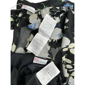 Red Valentino Floral Multicolor Tie Neck Mini Dress Size 40