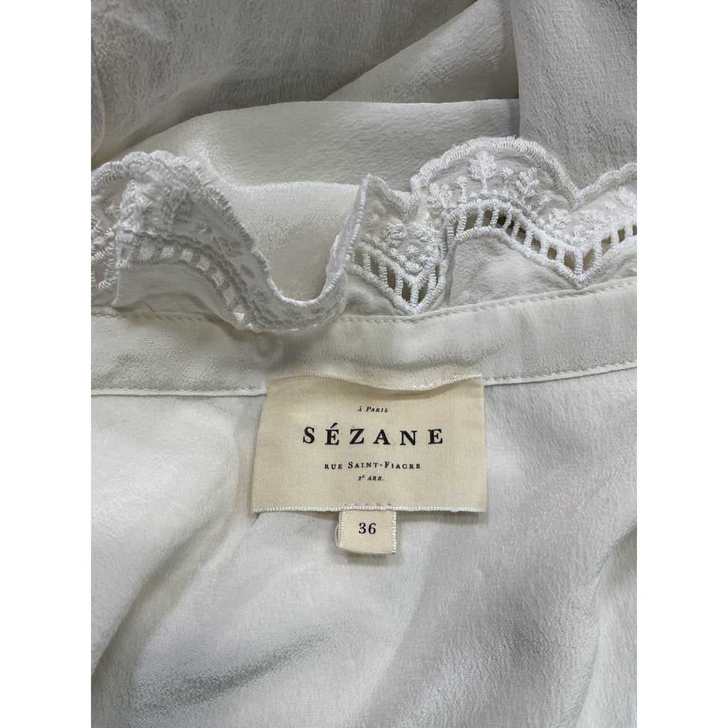 Sézane 'Chlo' Ivory Silk Shirt Size 4