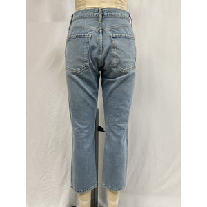 Agolde 'Riley' Blue High Rise Straight Crop Denim Jeans Size 27
