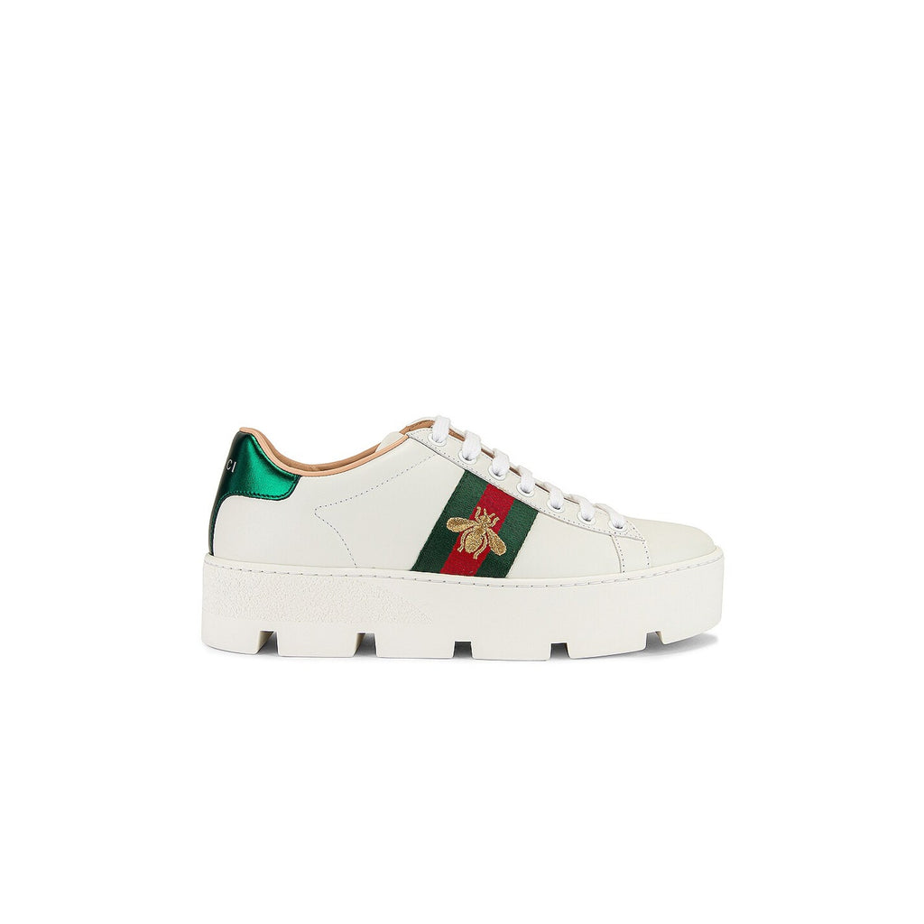 Gucci New Ace White Leather Platform Sneakers Size 39 EU / US 9