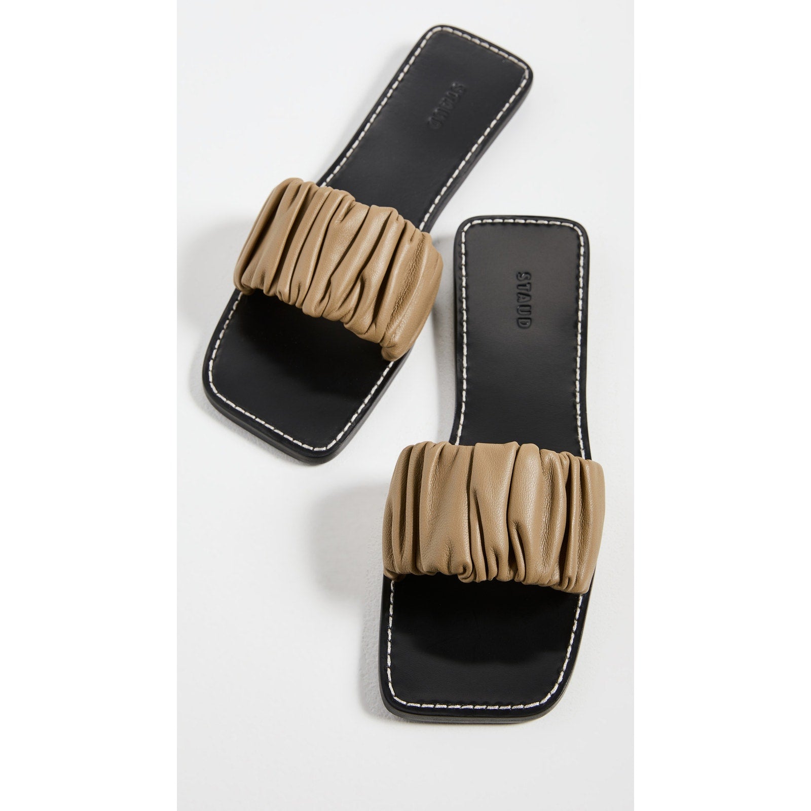Staud 'Nina' Tan Leather Ruched Sandals Size 9
