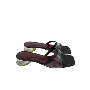 Staud 'Simone' Black Leather Clear Mule Size 7.5