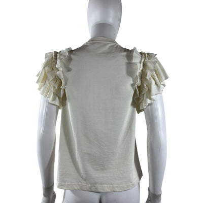 Ulla Johnson Ruffled Ivory Leia Tee Size S
