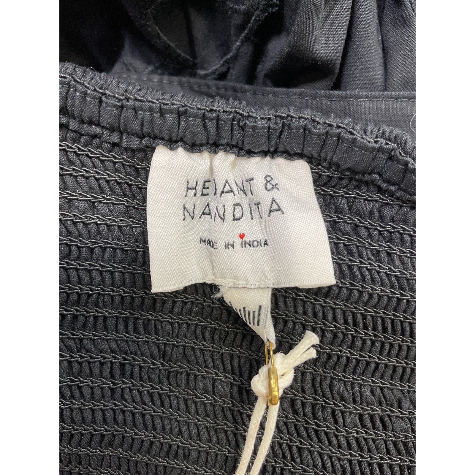 Hemant And Nandita 'Mohi' Black Cotton Midi Dress Size S - NWT