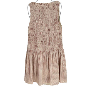 Faithfull The Brand Smocked Beige Noa Mini Dress Size 8