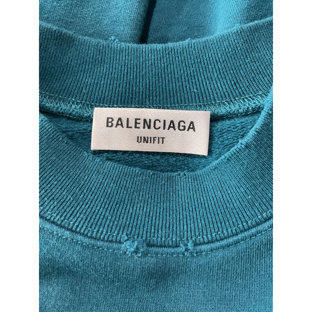 Balenciaga Regular Blue Cotton Crewneck Sweatshirt Size XXS