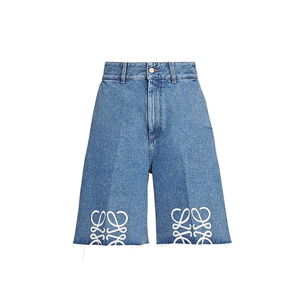Loewe 'Anagram' Blue Polyester Denim Shorts Size 40