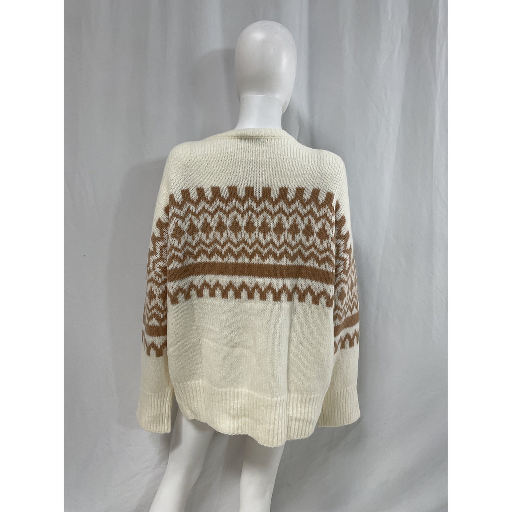 Favorite Daughter 'The Winter William' White Merino Wool Blend V Neck Sweater Size M