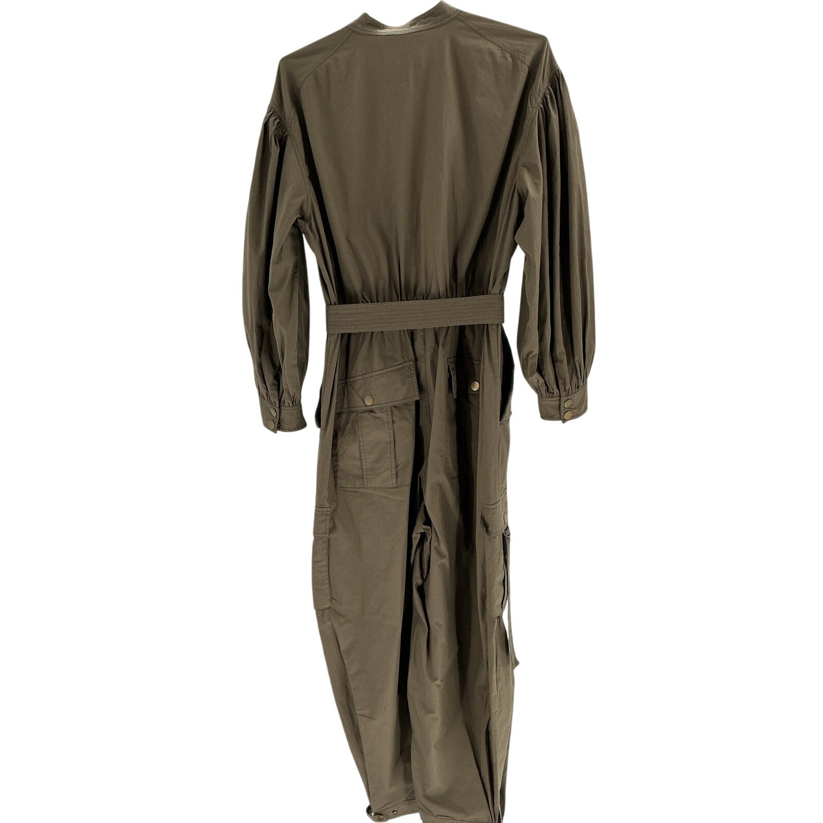 Ulla Johnson 'Reverie' Green Cotton Belted Cotton-Poplin Jumpsuit Size 8