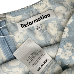 Reformation Floral Blue Zoe Skirt Size 2