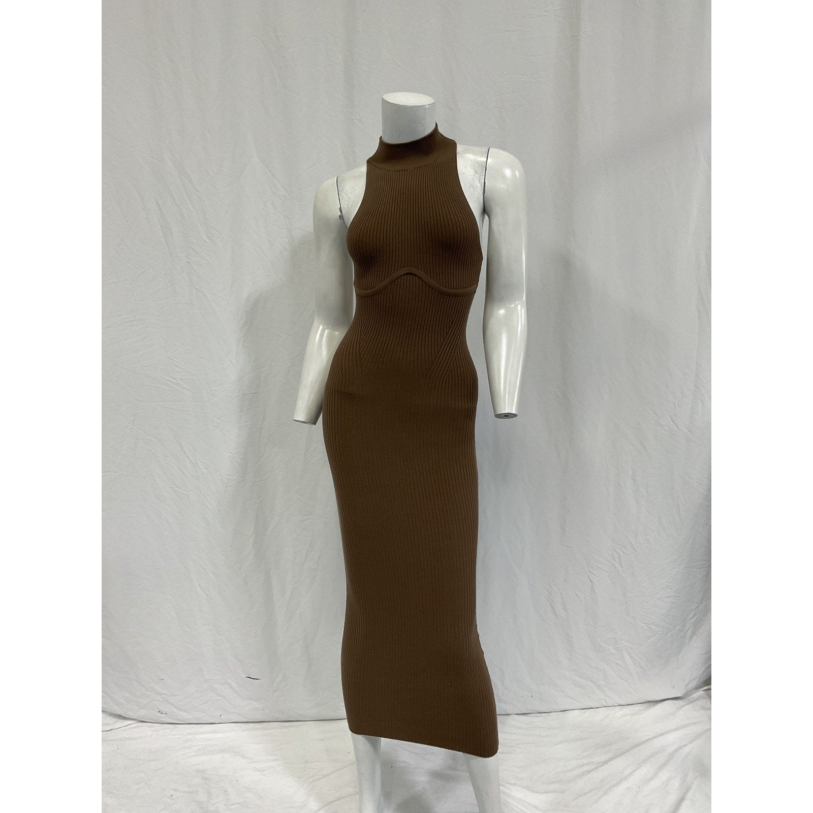 Michael Costello X Revole 'Annalie' Tan Rayon Long Midi Dress Size S