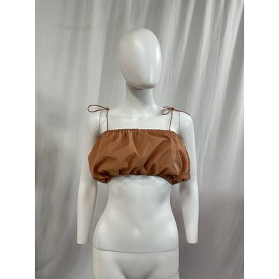 Swf 'Bandeau' Brown Cotton Poplin Crop Top Size M