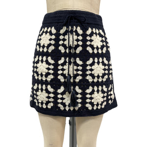Frame Crocheted Blue Cotton Tassel Skirt Size XS