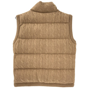 Polo Ralph Lauren Quilted Tan Cable Knit Wool Cashmere Vest Size XS
