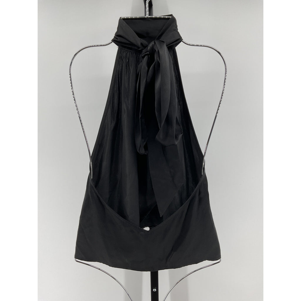 The Sei 'Halter' Black Silk Open Back Top Size 0