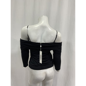 Jonathan Simkhai Standard Black Polyester Mirra Jersey Off-The-Shoulder Top Size M - NWT