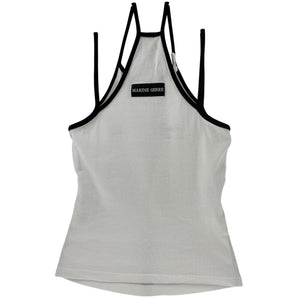 Marine Serre Ribbed White Tennis Court Tank Top Size S