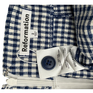 Reformation Gingham Blue Vera Skirt Size 2