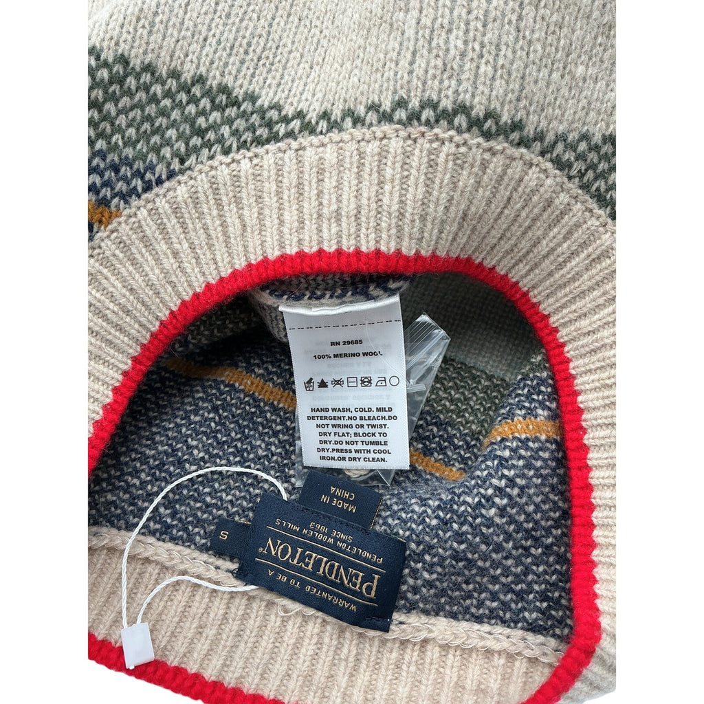 Pendleton 'Graphic' Beige Merino Wool Sweater Size S