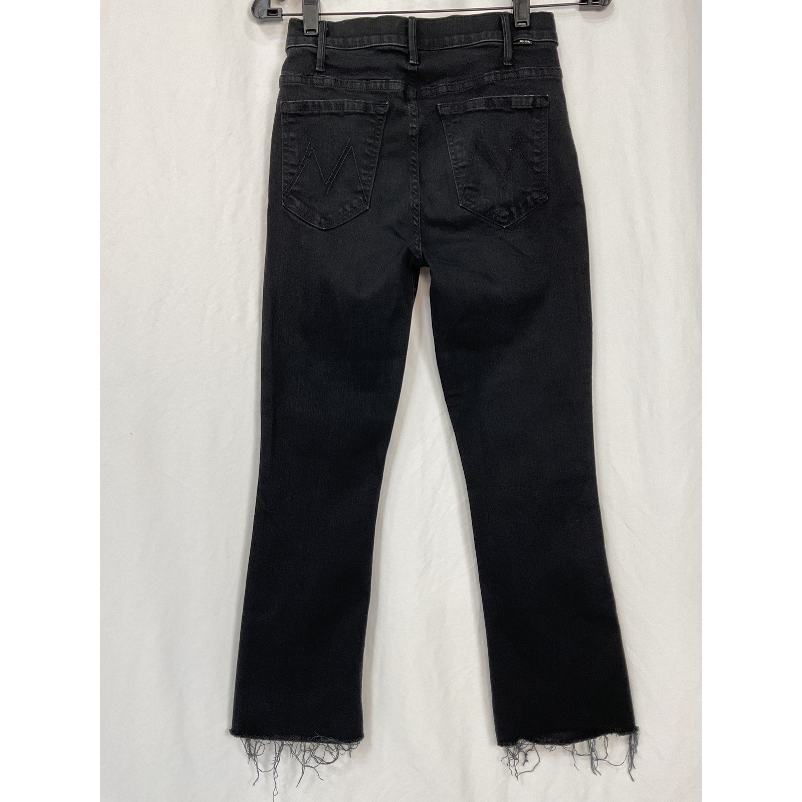 Mother The 'Lil' Black Cotton Hustler Ankle Fray Denim Jean Size 26