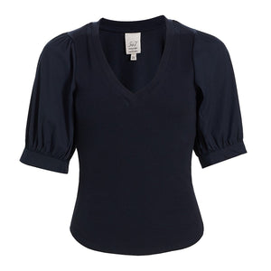 Cinq A Sept Puff-Sleeve Blue Amaya Top Size XS