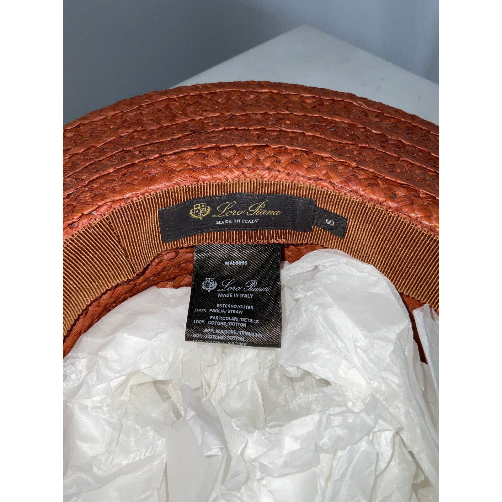 Loro Piana 'Ofelia' Tan Raffia Braided Raffia Sunhat Size S