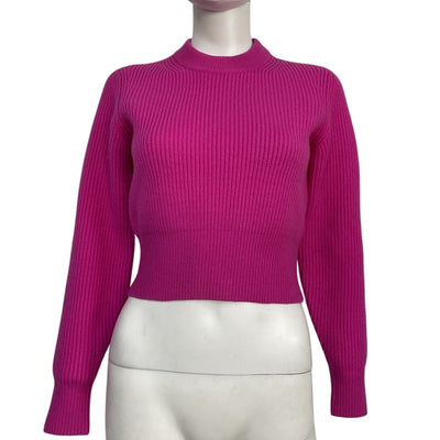 Alexander Wang Cropped Fuchsia Crewneck Sweater Size XS