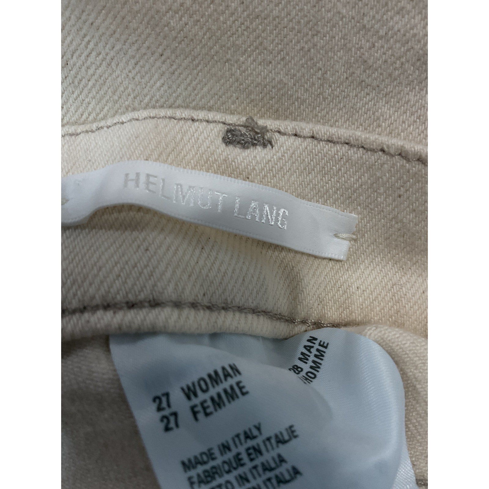 Helmut Lang 'Factory' White High Waisted Straight Leg Denim Jean Size 27