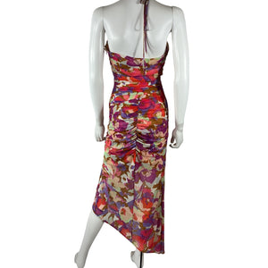 Nicholas Ruched Purple Maeve Halter Midi Dress Size 6 NWT
