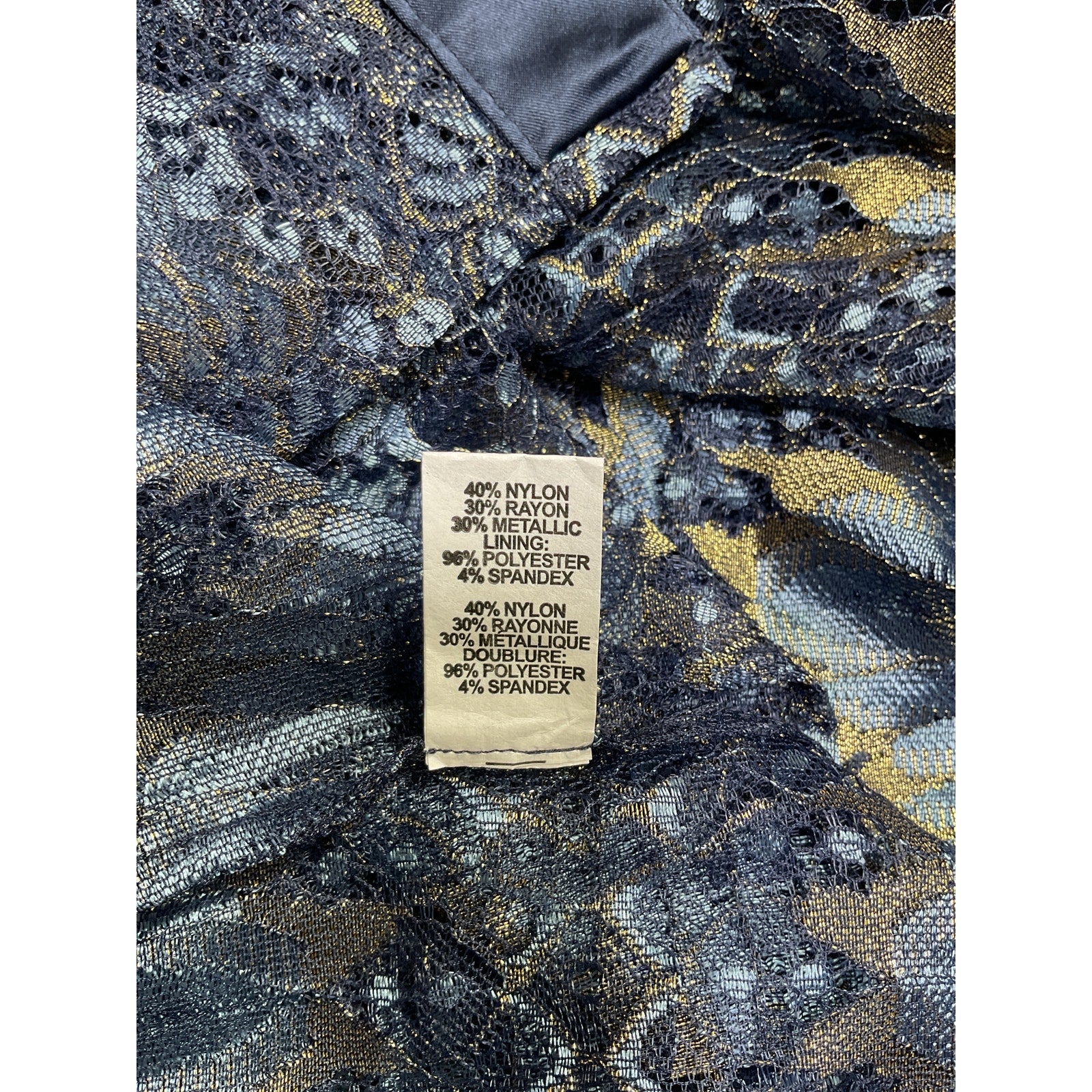 Ramy Brook 'Nora' Navy Lurex Mesh Long Sleeve Blouse Size L