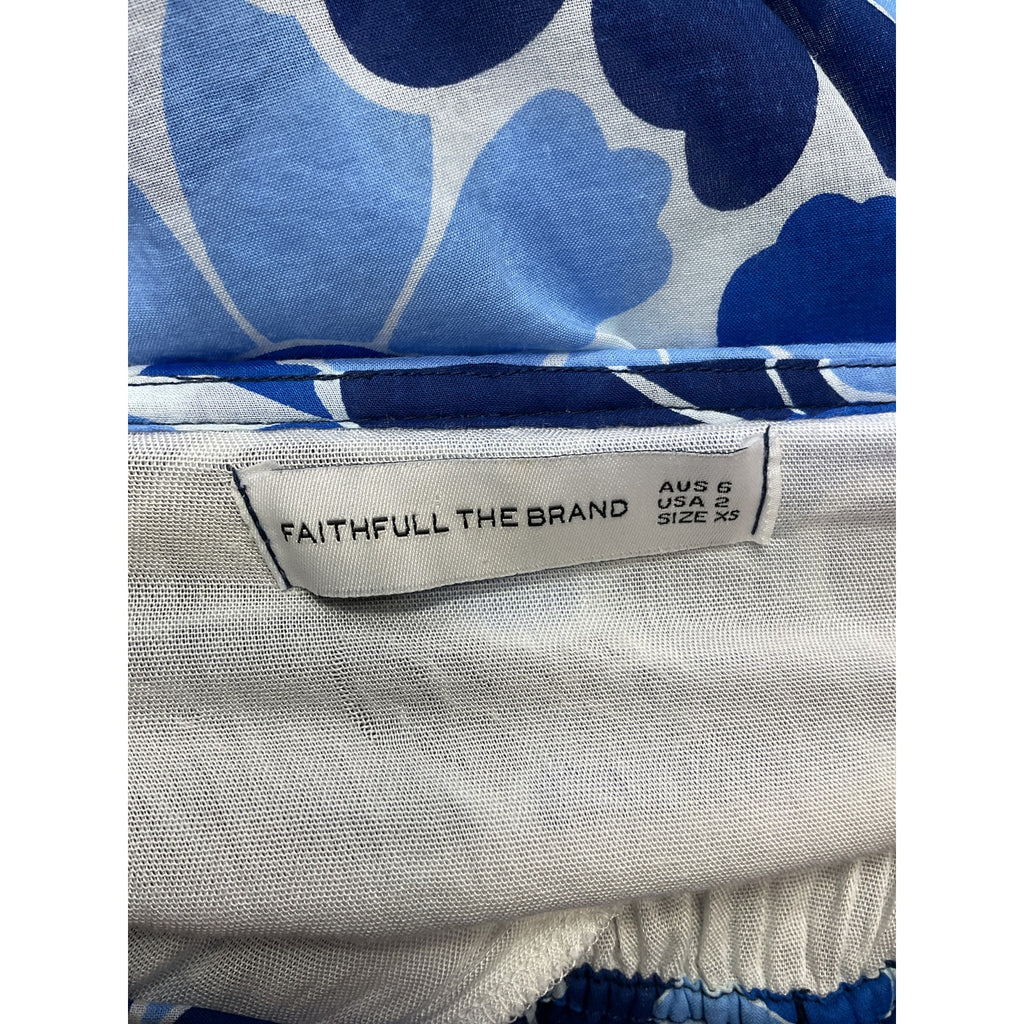 Faithfull The Brand 'Wilonna' Blue Cotton Midi Dress Size XS