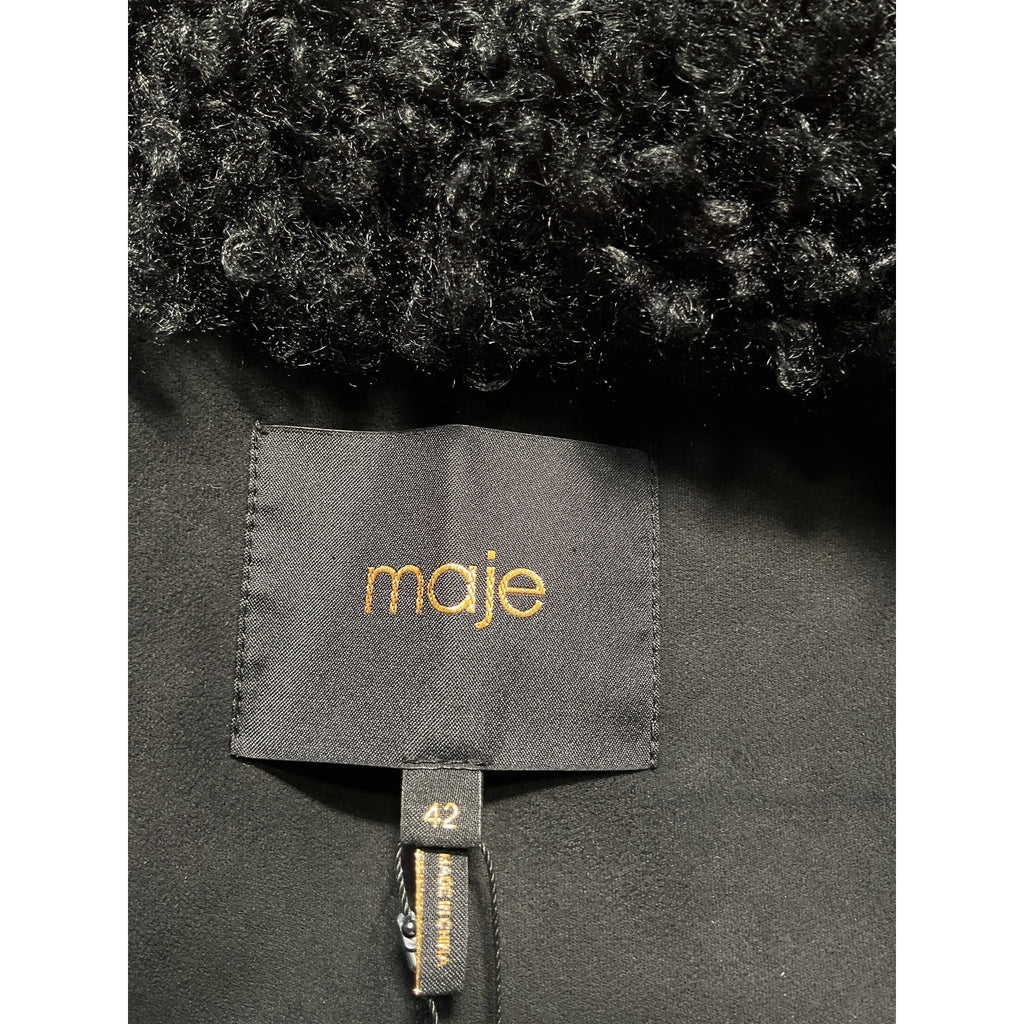 Maje 'Gipette' Black Faux Fur Jacket Size 10 - NWT