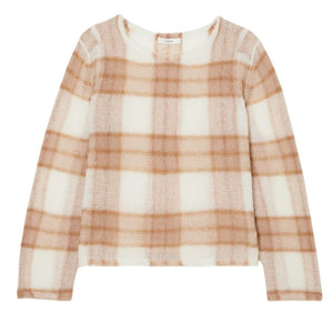 Vince Tan Checked Crewneck Sweater Size XS